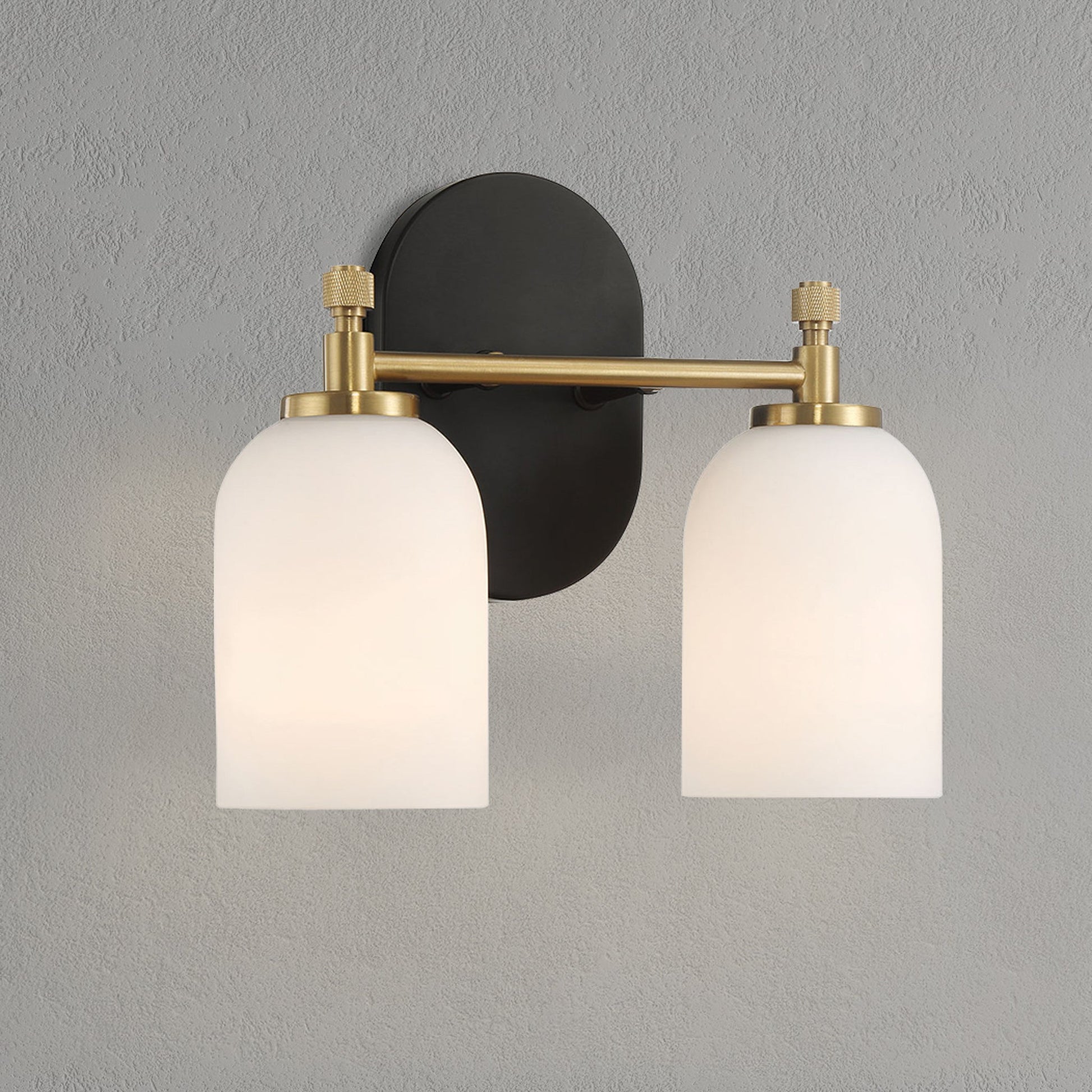 Traditional Vanity Light over Bathroom Mirror | 2/3-Light Wall Sconce with White Frosted Glass — 2 Sizes Available