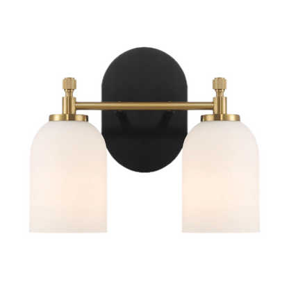 Traditional Vanity Light over Bathroom Mirror | 2/3-Light Wall Sconce with White Frosted Glass — 2 Sizes Available 2-light