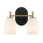 Traditional Vanity Light over Bathroom Mirror | 2/3-Light Wall Sconce with White Frosted Glass — 2 Sizes Available 2-light