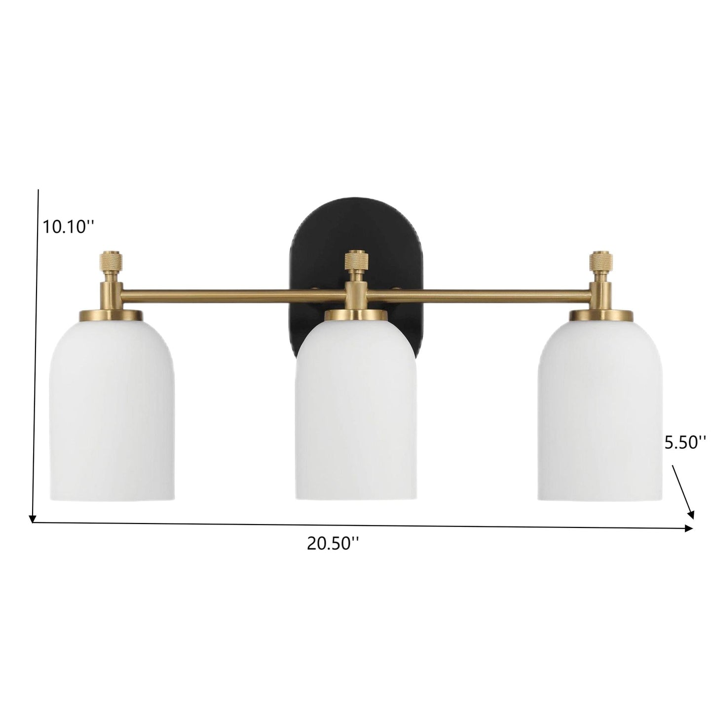 Traditional Vanity Light over Bathroom Mirror | 2/3-Light Wall Sconce with White Frosted Glass — 2 Sizes Available 3-light