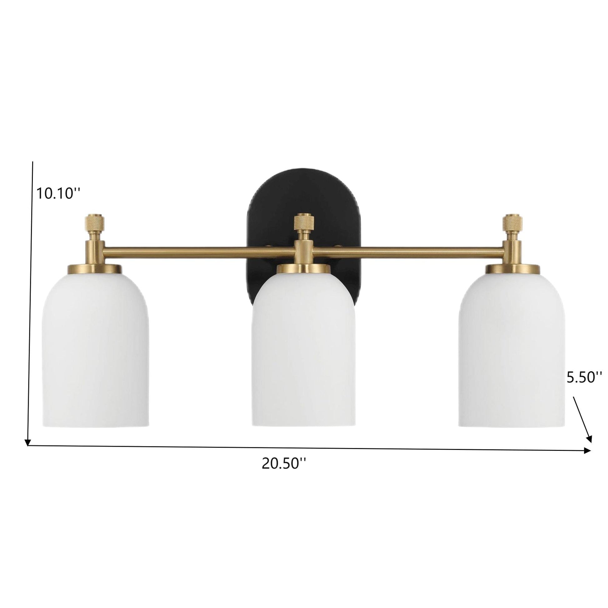Traditional Vanity Light over Bathroom Mirror | 2/3-Light Wall Sconce with White Frosted Glass — 2 Sizes Available 3-light