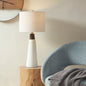 Ceramic & Wood Table Lamp – Two-Tone Conical Base, Cream Drum Shade & LED Bulb Included | Mid-Century Modern