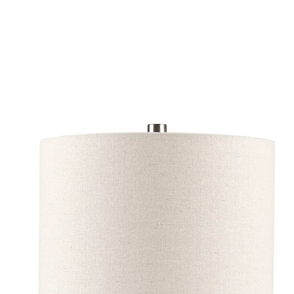 Ceramic & Wood Table Lamp – Two-Tone Conical Base, Cream Drum Shade & LED Bulb Included | Mid-Century Modern