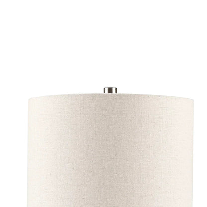 Ceramic & Wood Table Lamp – Two-Tone Conical Base, Cream Drum Shade & LED Bulb Included | Mid-Century Modern