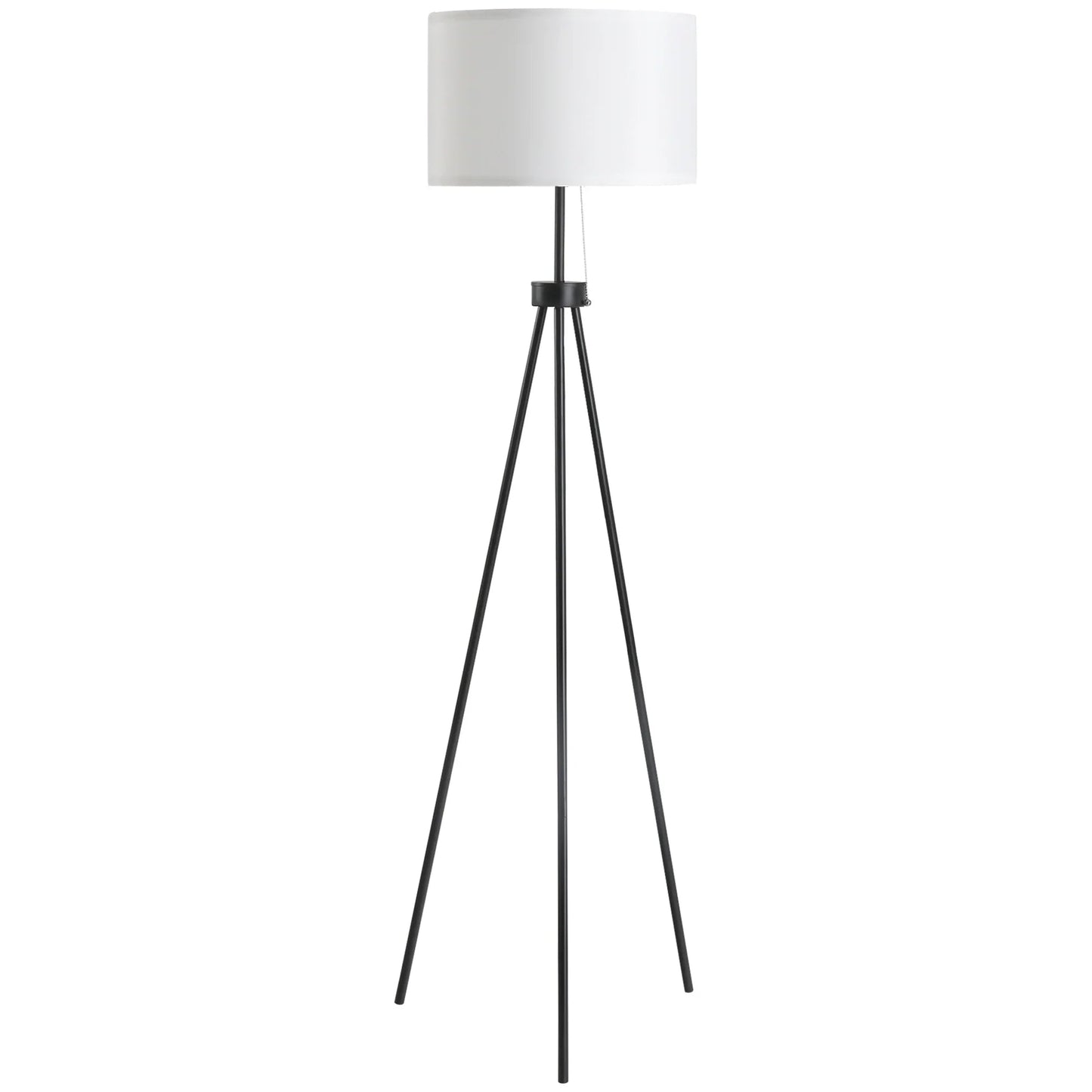 Tripod Floor Lamp – Steel Frame, Fabric Shade, Pull Chain Switch & E26 Base | Home & Office Standing Lamp
