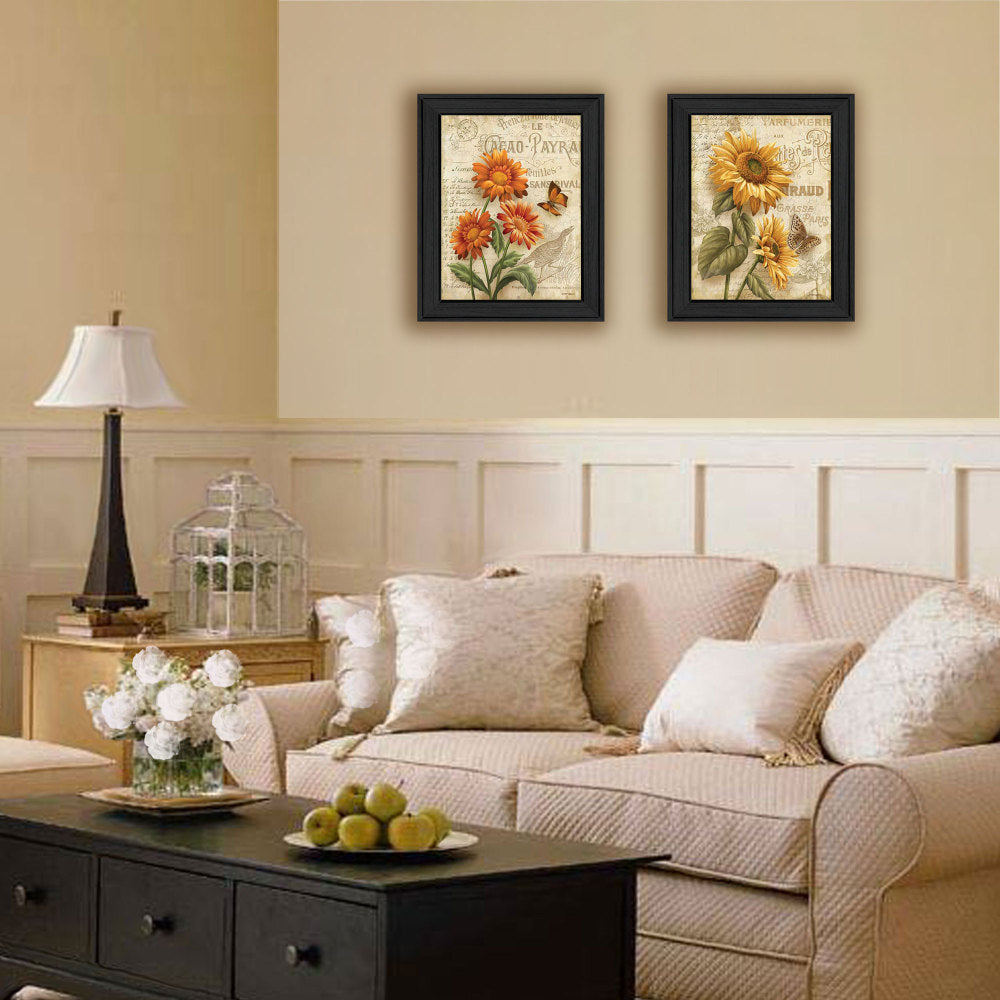 "Flowers Collection" 2-Piece Framed Wall Art Set by Ed Wargo | Botanical Prints, Black Frame
