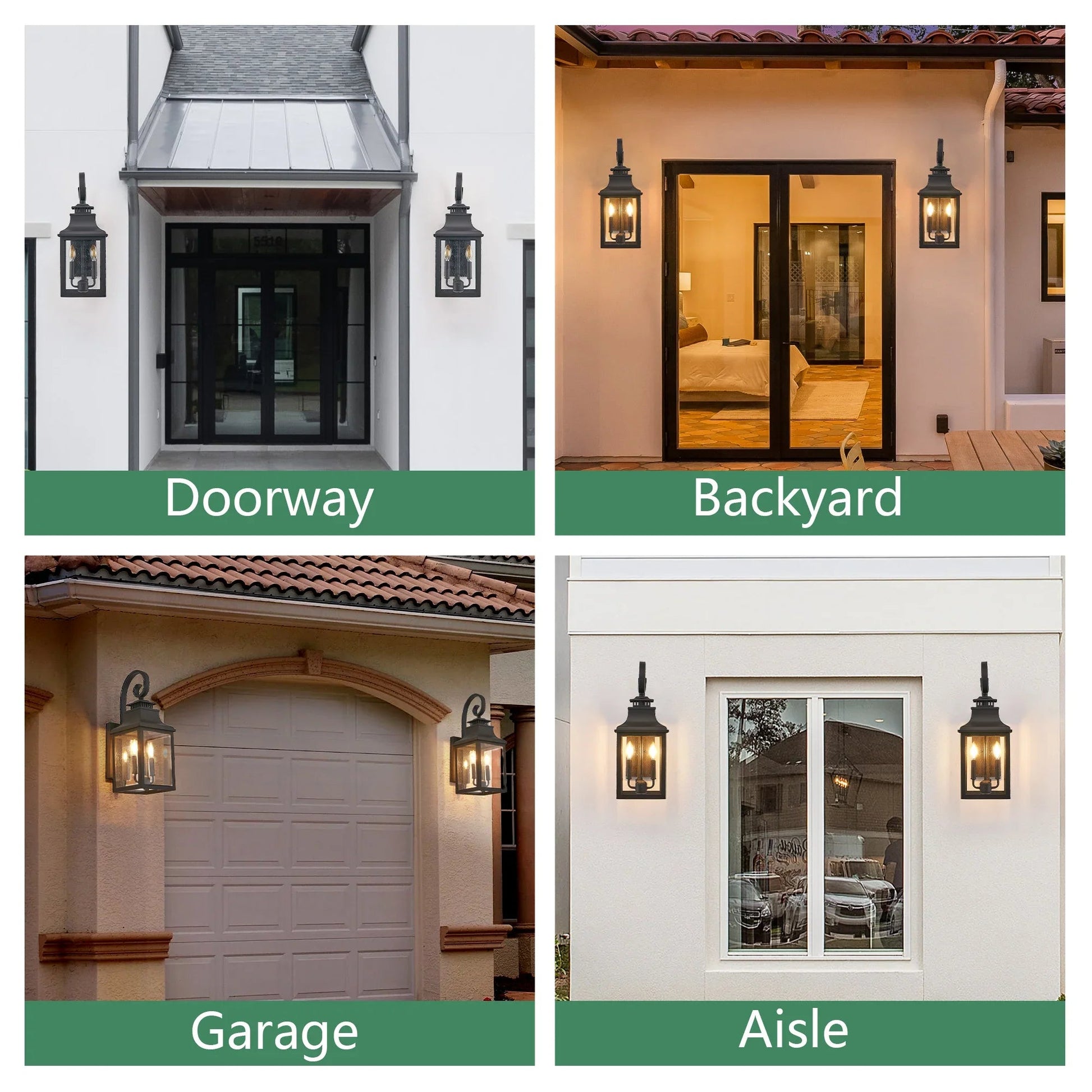 Outdoor Wall Lantern – Vintage Black Aluminum, Clear Seeded Glass & 2x E12 Sockets | Weatherproof Wall Sconce