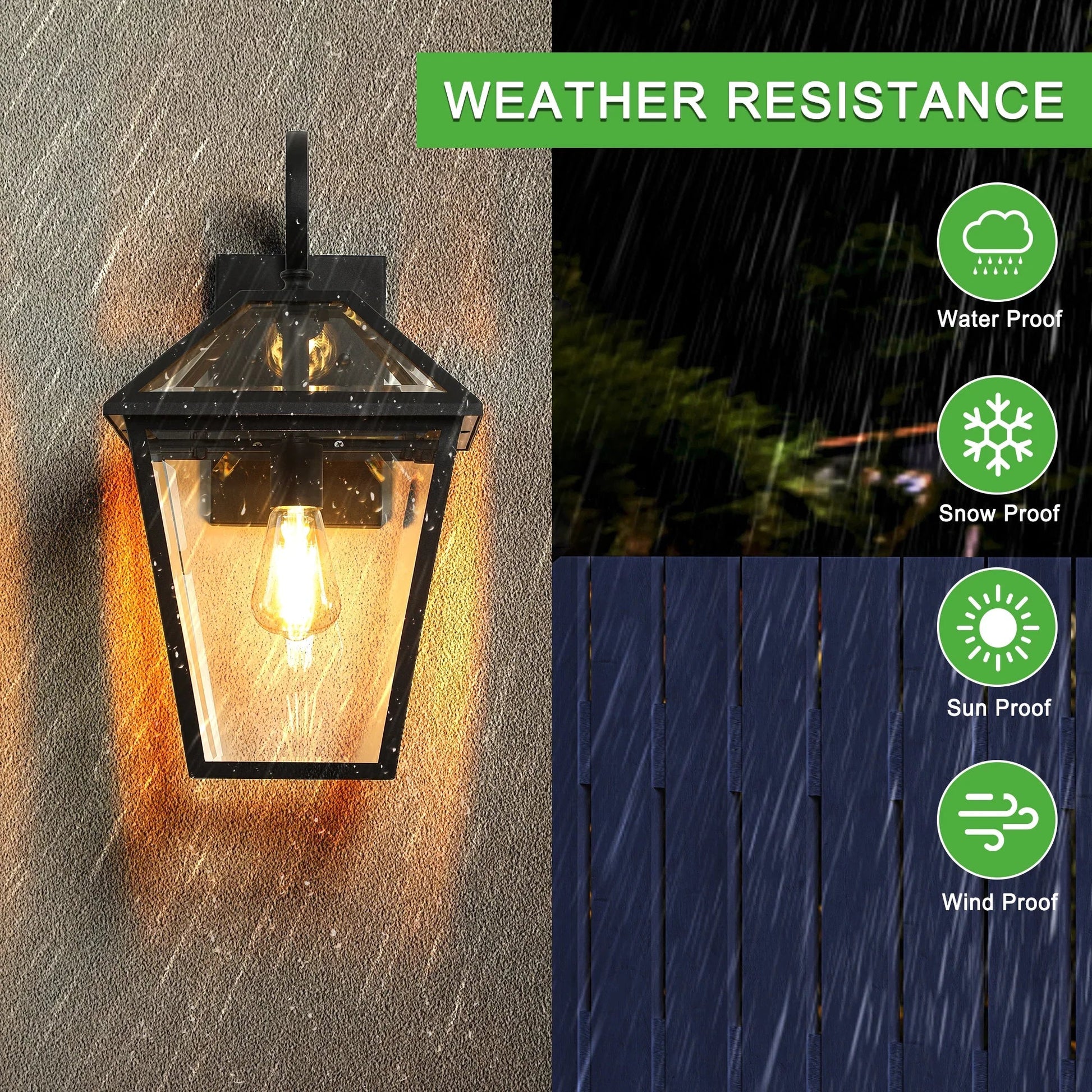 Outdoor Wall Lanterns (2-Pack) – Black Die-Cast Aluminum, Clear Glass & Vintage Farmhouse Design | Weatherproof Wall Sconces