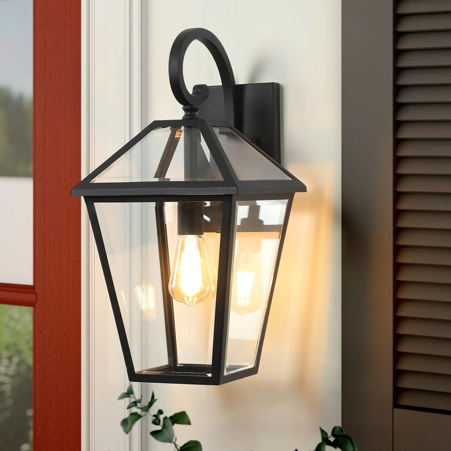 Outdoor Wall Lanterns (2-Pack) – Black Die-Cast Aluminum, Clear Glass & Vintage Farmhouse Design | Weatherproof Wall Sconces