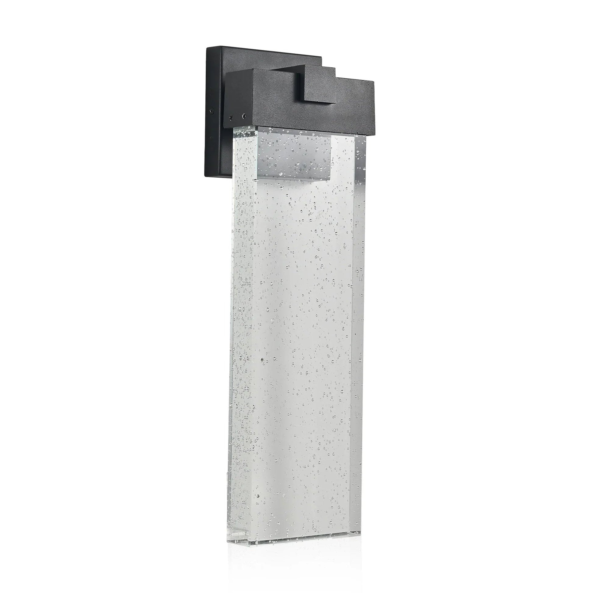 Modern Outdoor LED Wall Sconce – Bubble Crystal Up & Down Light, Weatherproof Black Frame | Porch & Patio