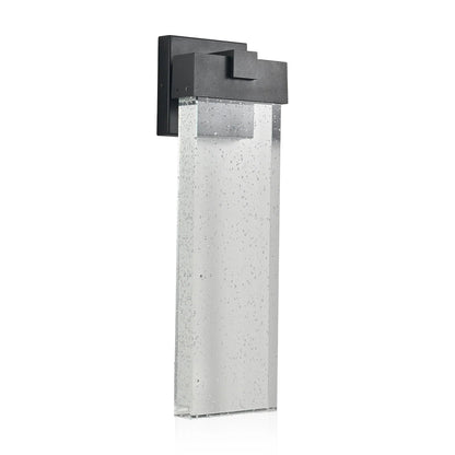 Modern Outdoor LED Wall Sconce – Bubble Crystal Up & Down Light, Weatherproof Black Frame | Porch & Patio