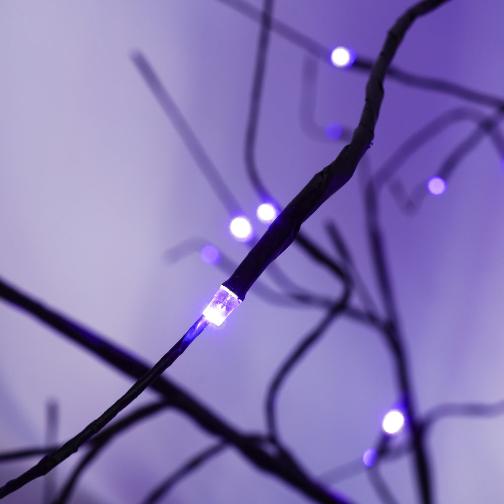 Black Halloween Christmas Tree Set | 3-Pack 4FT + 5FT + 6FT with 216 Purple LED Lights — Adjustable Branches for Spooky Holiday Decor