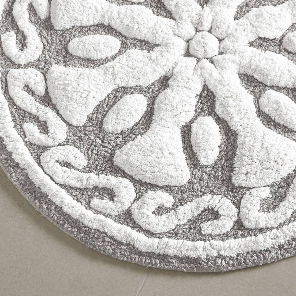 Round Medallion Tufted Cotton Bath Rug – 25", Plush, Super Absorbent, Machine Washable