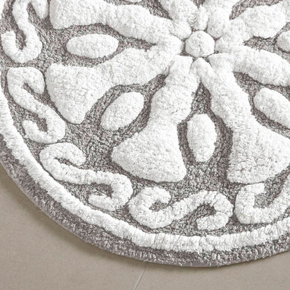 Round Medallion Tufted Cotton Bath Rug – 25", Plush, Super Absorbent, Machine Washable