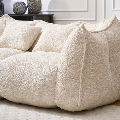 Oversized 2-Person Bean Bag Chair | Chenille Square Lounger with High-Resilience Foam, Armrests & Handle For Gaming, Reading & TV