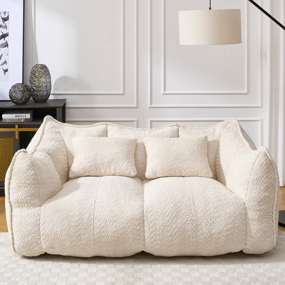 Oversized 2-Person Bean Bag Chair | Chenille Square Lounger with High-Resilience Foam, Armrests & Handle For Gaming, Reading & TV