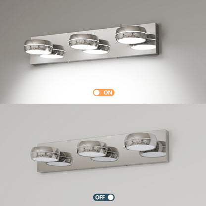 Modern Chrome LED Vanity Light Bar | 3/4/5/6-Light Bathroom Fixture over Mirror for Makeup & Daily Use
