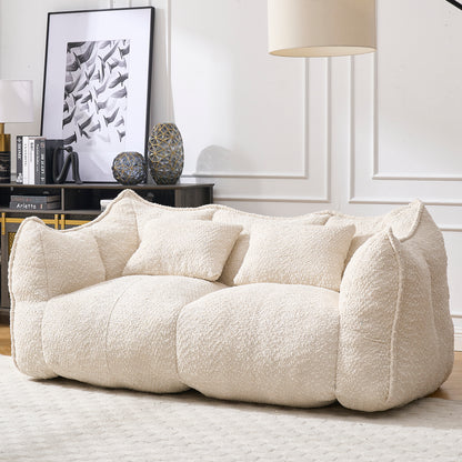 Oversized 2-Person Bean Bag Chair | Chenille Square Lounger with High-Resilience Foam, Armrests & Handle For Gaming, Reading & TV