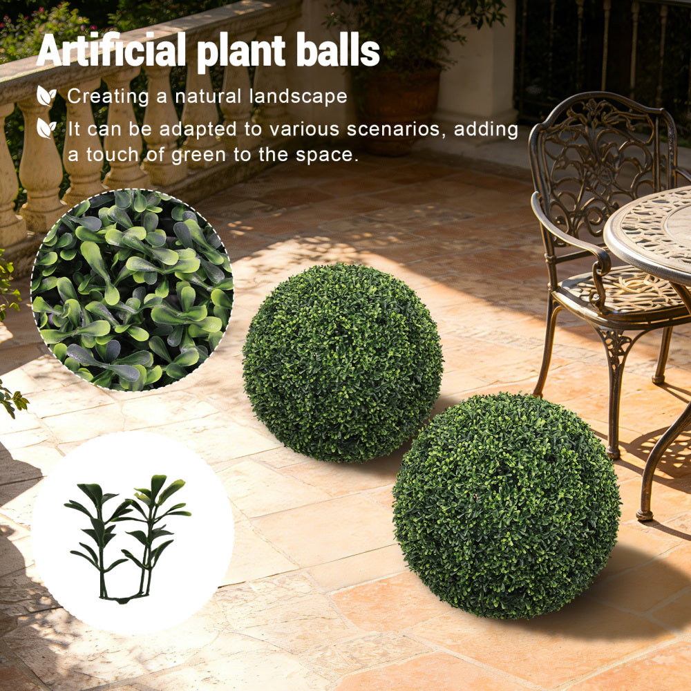 Artificial Topiary Ball Set of 2 | Faux Boxwood Outdoor Spheres, Garden & Porch Décor – 18.5" or 22.4"