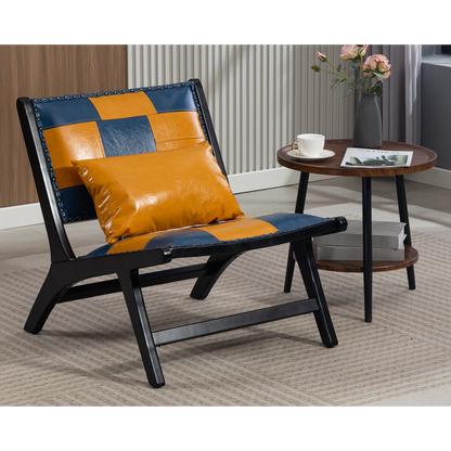 Mid-Century Accent Lounge Chair – Solid Wood Frame, Wide Seat, Boho Scandinavian Style