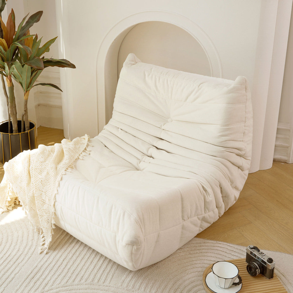 Bean Bag Lounger Chair | No-Assembly Foam-Filled Sofa with Waterproof Three-Proof Fabric — For Living Room, Gaming & Home White