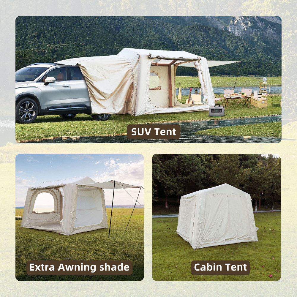 Inflatable SUV Camping Tent | 2-in-1 Tailgate & Standalone Air Tent for 4–6 People, 5-Min Setup, 4-Season Waterproof — Oxford Fabric