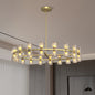Luxury Crystal Chandelier | Double-Ring LED Ceiling Light for Living Room & Dining Room — Black or Gold, Round or Rectangular Gold / 36" Round