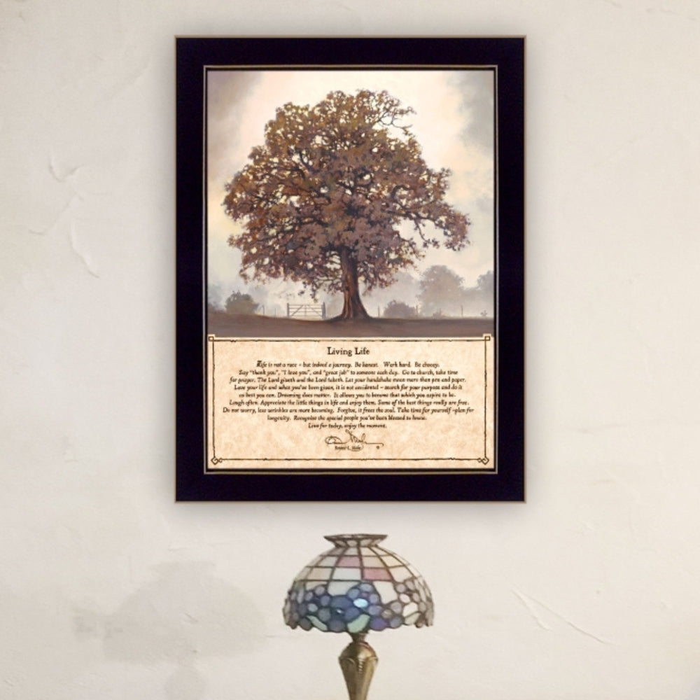 "Living Life" Framed Wall Art by Bonnie Mohr | Inspirational Farmhouse Print — Ready to Hang, Living Room & Bedroom Decor