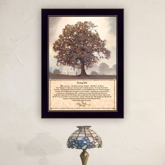 "Living Life" Framed Wall Art by Bonnie Mohr | Inspirational Farmhouse Print — Ready to Hang, Living Room & Bedroom Decor