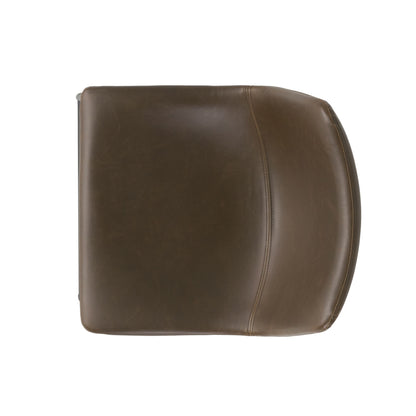 24" Vintage Brown Counter Stools with Wide Seat & Low Footrail | Set of 2 Upholstered Stools with Black Iron Frame