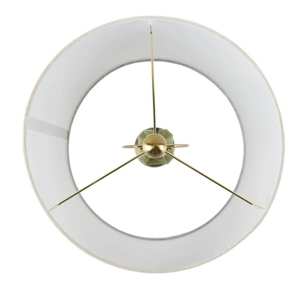 Faceted Green Glass Table Lamp – Gold Metal Base & White Fabric Shade | LED Bulb Included | Modern Accent Lamp