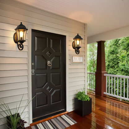 Vintage Black Metal Outdoor Wall Lantern | E26 Sconce Light for Porch, Patio & Garden