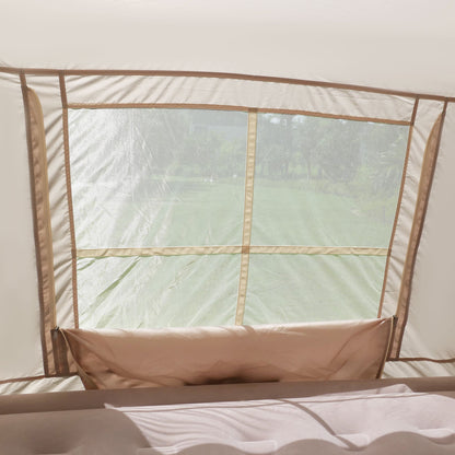 Inflatable Glamping Tent with Detachable Canopy & Skylight | 4-Season Waterproof Cotton Air Tent with Mesh Windows & Pump — 4 Person