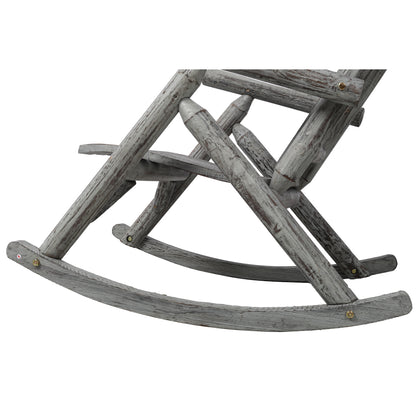 Fir Wood Porch Rocking Chair | Ergonomic High-Back Outdoor Rocker with 330 lb Capacity — Light Gray