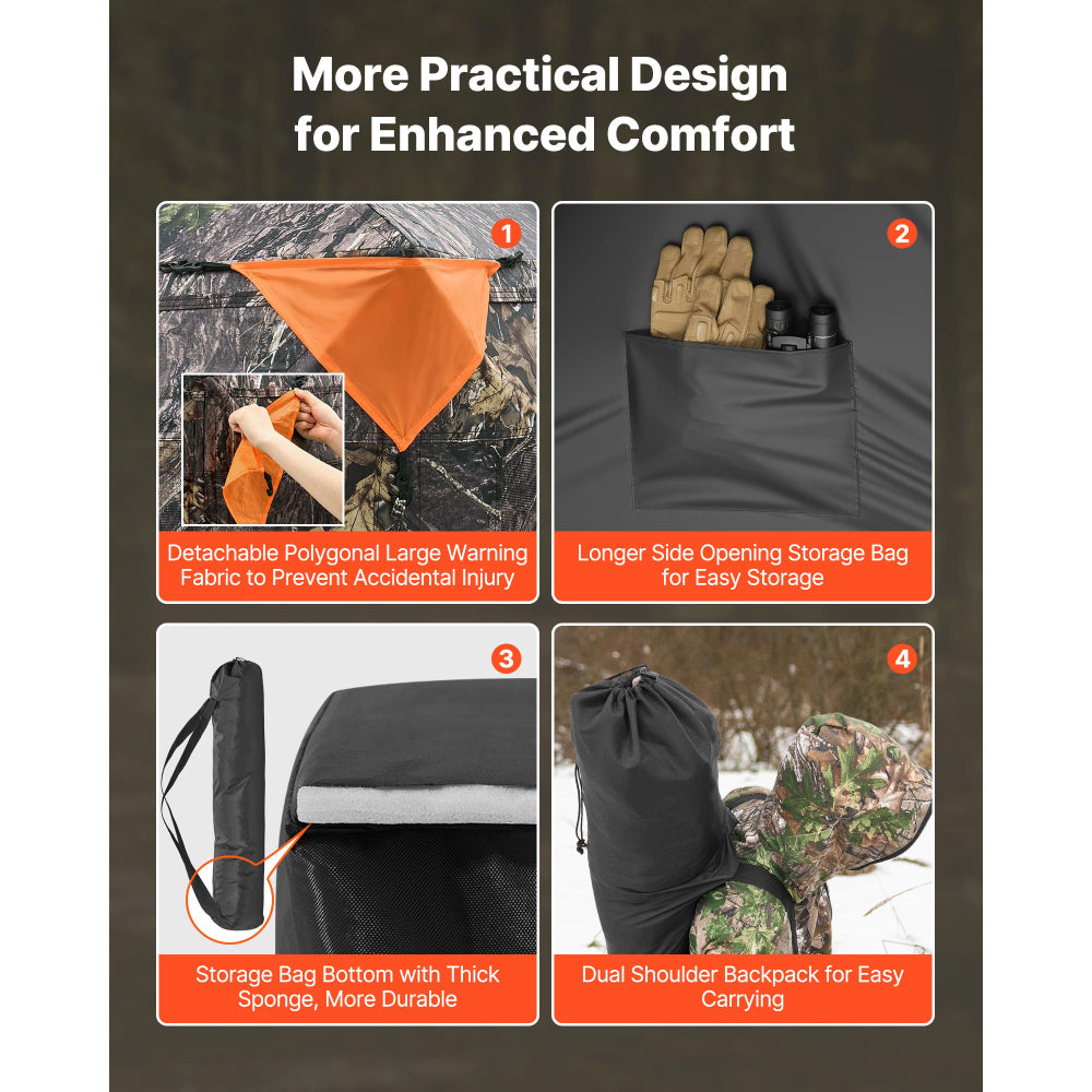 270° See-Through Hunting Blind | 1–2 Person Pop-Up Ground Blind for Deer & Turkey with Carry Bag