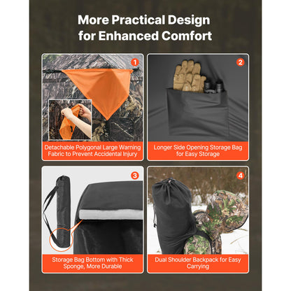 270° See-Through Hunting Blind | 1–2 Person Pop-Up Ground Blind for Deer & Turkey with Carry Bag