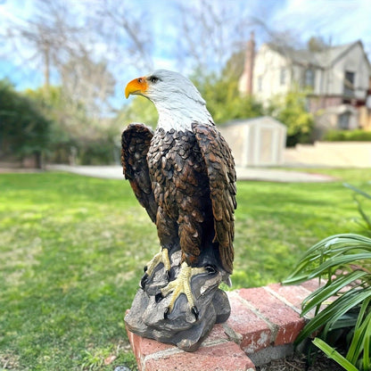 Large Bald Eagle Garden Statue | 24.4" Hand-Painted American Eagle Sculpture — Patriotic Indoor & Outdoor Decor