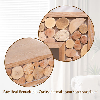 Rustic Console Table with Natural Log Accents | 62" Narrow Entryway & Sofa Table Modern Farmhouse Style