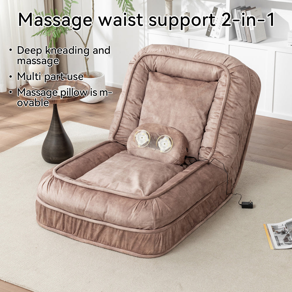 Oversized Velvet Floor Sofa Bed – 5 Adjustable Positions, Massage Pillow, 350 lb Capacity