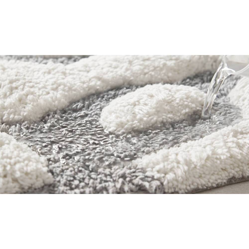 Round Medallion Tufted Cotton Bath Rug – 25", Plush, Super Absorbent, Machine Washable