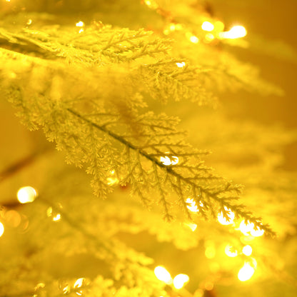 6 FT Pre-Lit Artificial Christmas Tree | 300 Star & Moon LED Lights, 612-Tip PE Realistic Branches & Metal Stand — Full Holiday Tree