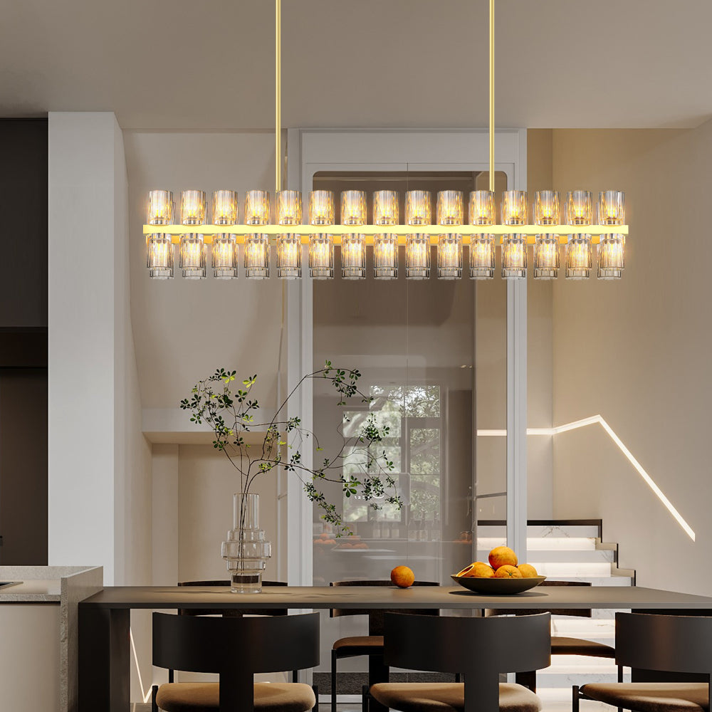 Luxury Crystal Chandelier | Double-Ring LED Ceiling Light for Living Room & Dining Room — Black or Gold, Round or Rectangular Gold / Square