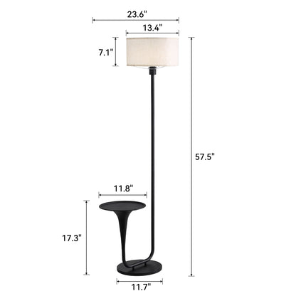 Dimmable Floor Lamp with Side Table | 57.5" Vintage Standing Light, Foot Switch & Bulb Included