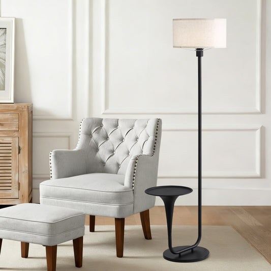 Dimmable Floor Lamp with Side Table | 57.5" Vintage Standing Light, Foot Switch & Bulb Included Vistaro Home