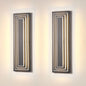 3-Tier LED Outdoor Wall Sconce | Modern Black Exterior Light with Acrylic Shade — 15.7" or 23.6", 24W Warm White, 2-Pack