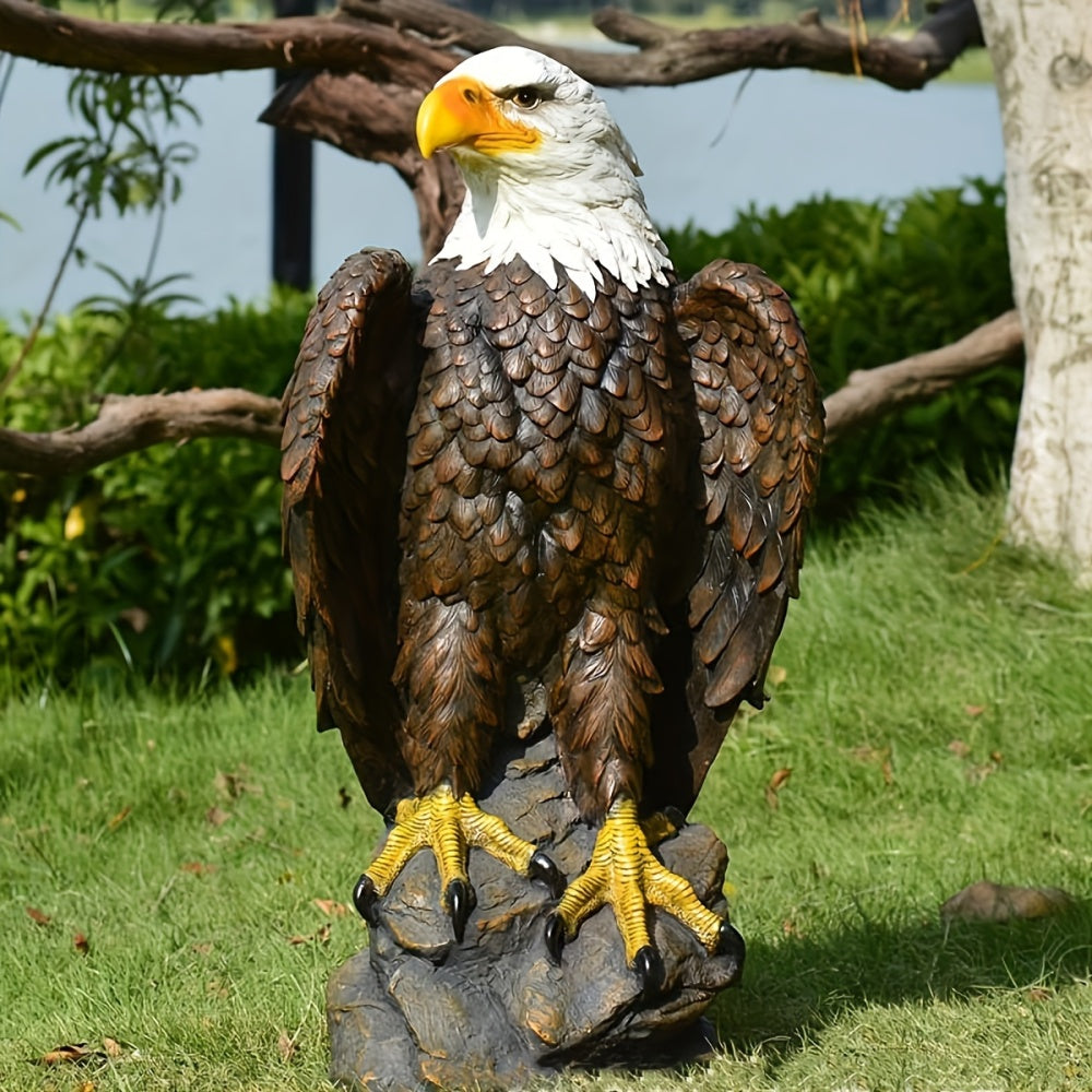 Large Bald Eagle Garden Statue | 24.4" Hand-Painted American Eagle Sculpture — Patriotic Indoor & Outdoor Decor