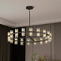 Luxury Crystal Chandelier | Double-Ring LED Ceiling Light for Living Room & Dining Room — Black or Gold, Round or Rectangular Black / 36" Round