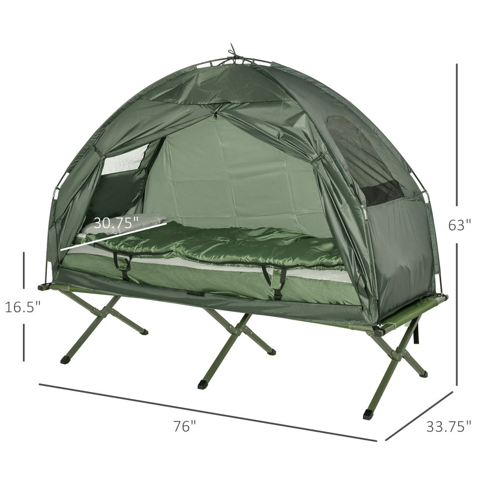 All-in-One Camping Cot Set with Tent, Air Mattress, Sleeping Bag & Pillow | Portable Folding Camp Bed for Adults