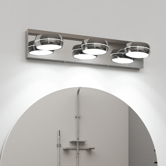 Modern Chrome LED Vanity Light Bar | 3/4/5/6-Light Bathroom Fixture over Mirror for Makeup & Daily Use 3-Light 20"