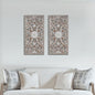 Distressed Lotus Carved Wood Wall Panels – Set of 2, Dimensional Engineered Wood Art
